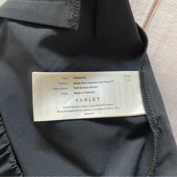 Varley Alana Slim Tapered Cuff Pants Women’s S Black 27” Inseam Soft Lightweight - Picture 13 of 16
